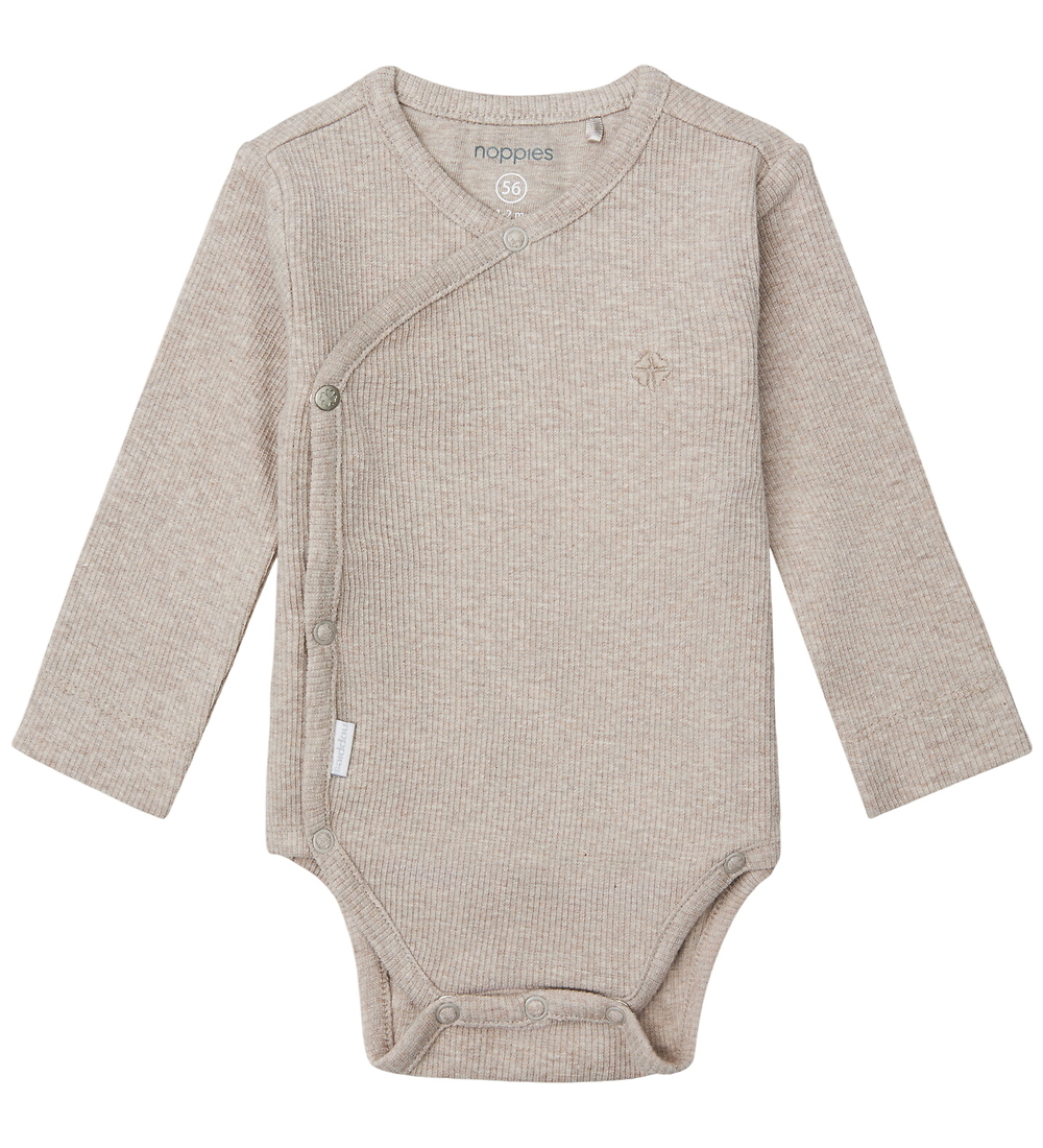 Noppies Wickelbody l/ä - Rib - Nino - Taupe Melange - Noppies - 56 - Body L/Ä von Noppies