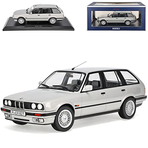 Norev B-M-W 3er E30 325i Touring Kombi Silber 1982-1994 1/18 Modell Auto mit individiuellem Wunschkennzeichen von Norev