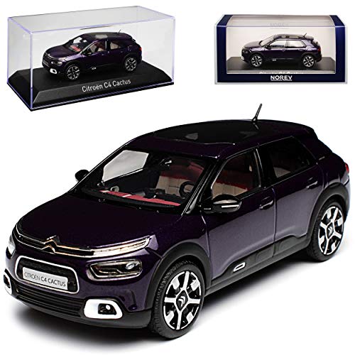 Norev Citroen C4 Cactus Violett Fast Schwarz 2. Generation Ab 2018 1/43 Modell Auto mit individiuellem Wunschkennzeichen von Norev