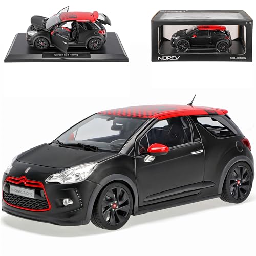 Norev Citroen DS3 3 Türer Matt Schwarz mit Rot Sebastian Loeb Ab 2010 1/18 Modell Auto mit individiuellem Wunschkennzeichen von Norev
