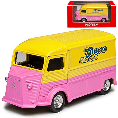 Citroen Type H HY Transporter Eiswagen Gelb Pink Kasten 1948-1981 1/64 Norev Modell Auto von Norev Citroen