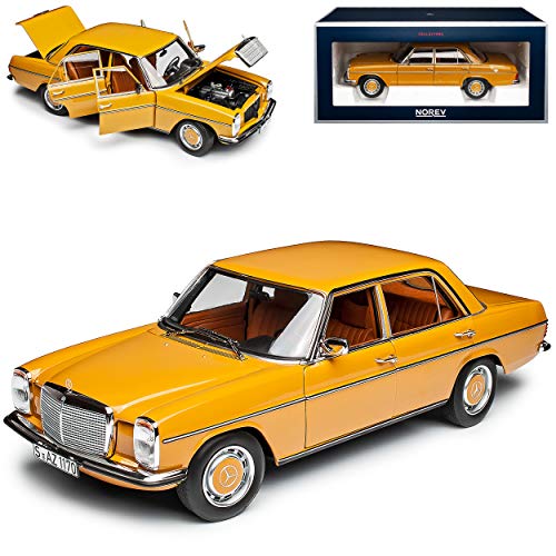 Mercedes-Benz 200 /8 Strich Acht Limousine Sahara Gelb W114 W115 Modell 1967-1976 Version 2. Serie 1973-1976 1/18 Norev Modell Auto mit individiuellem Wunschkennzeichen von Norev Mercedes-Benz