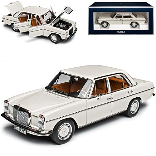 Mercedes-Benz 200/8 Strich Acht Limousine Weiss W114 W115 Modell 1967-1976 Version Serie 0,5 1967-1969 1/18 Norev Modell Auto mit individiuellem Wunschkennzeichen von Norev Mercedes-Benz