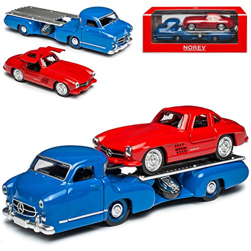 Mercedes-Benz Renntransporter Blau mit Silberpfeil Mercedes W196 Rot 1/64 Norev Modell Auto Mercedes-Benz Renntransporter Blau mit Silberpfeil Mercedes W196 Rot 1/64 Norev Modell Auto von Norev Mercedes-Benz