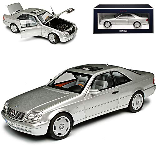 Mercedes-Benz S-Klasse Coupe CL600 C140 Silber Metallic 1992-1998 1/18 Norev Modell Auto mit individiuellem Wunschkennzeichen von Norev Mercedes-Benz