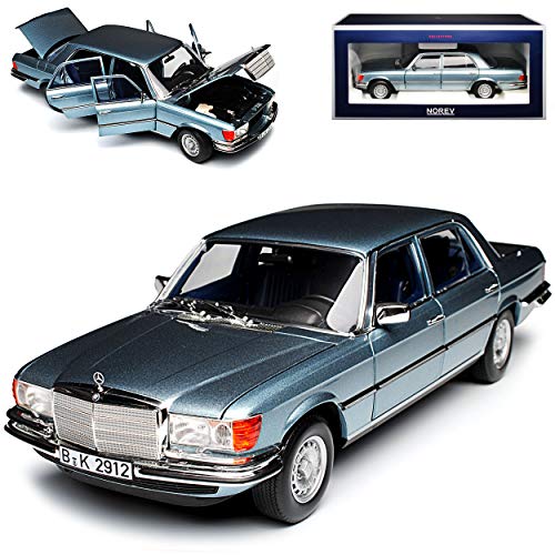 Mercedes-Benz S-Klasse W116 450 SEL 6.9 1976 Blau Grau Metallic 1972-1980 1/18 Norev Modell Auto mit individiuellem Wunschkennzeichen von Norev Mercedes-Benz