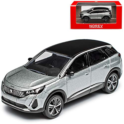 Peugeot 3008 GT Artense Silber Grau 2. Generation Modell Ab 2016 Version Ab Facelift 2020 1/64 Norev Modell Auto mit individiuellem Wunschkennzeichen von Norev Peugeot