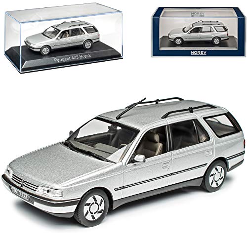 Peugeot 405 Break Kombi Silber Quartz Grau 1987-1996 1/43 Norev Modell Auto mit individiuellem Wunschkennzeichen von Norev Peugeot