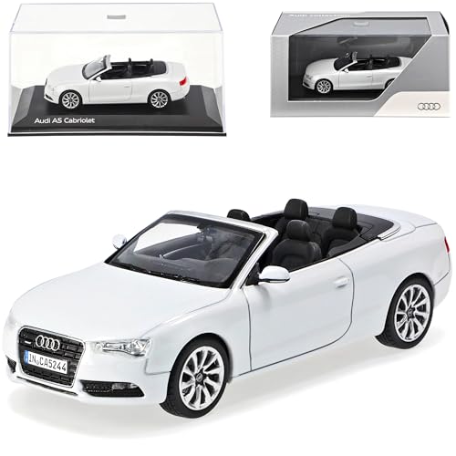 Norev A*U*D*I A5 Cabrio Glacier Weiss Facelift Ab 2011 1/43 Modell Auto mit individiuellem Wunschkennzeichen von Norev