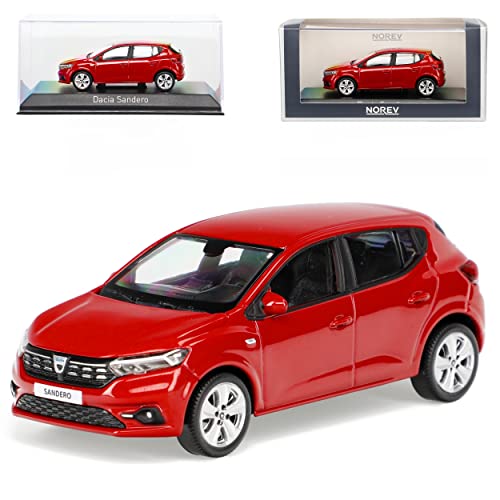 Norev Dacia Sandero 3 DJF Fusion Rot 3. Generation Ab 2021 1/43 Modell Auto mit individiuellem Wunschkennzeichen von Norev
