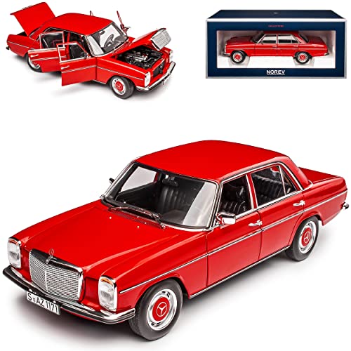 Norev Mercedes-Benz 200/8 Strich Acht Limousine Rot W114 W115 Modell 1967-1976 Version 2. Serie 1973-1976 1/18 Modell Auto mit individiuellem Wunschkennzeichen von Norev B-M-W