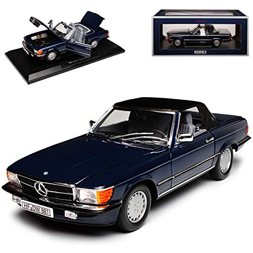 Norev Mercedes-Benz 300SL R107 Cabrio Dunkel Blau mit Soft Top 1971-1989 1/18 Modell Auto von Norev B-M-W