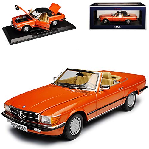 Norev Mercedes-Benz 300SL R107 Cabrio Inca Rot Metallic mit Soft Top 1971-1989 1/18 Modell Auto von Norev