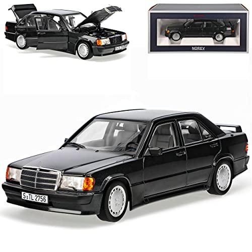 Norev Mercedes-Benz C-Klasse 190E W201 2.3-16 Evolution Schwarz 1982-1993 1/18 Modell Auto mit individiuellem Wunschkennzeichen von Norev