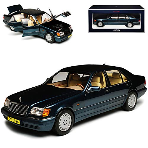 Norev Mercedes-B S-Klasse Dunkel Grün Metallic S600 W140 1991-1998 1/18 Modell Auto mit individiuellem Wunschkennzeichen von Norev