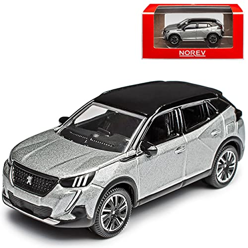 Norev Peugeot 2008 GT SUV Silber Grau Metallic mit Dach in Schwarz 2. Generation Ab 2019 1/64 Modell Auto mit individiuellem Wunschkennzeichen von Norev B-M-W