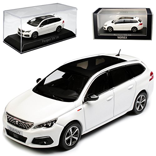 Norev Peugeot 308 II SW GT Kombi Weiss 2. Generation Ab 2013 Ab Facelift 2017 1/43 Modell Auto mit individiuellem Wunschkennzeichen von Norev