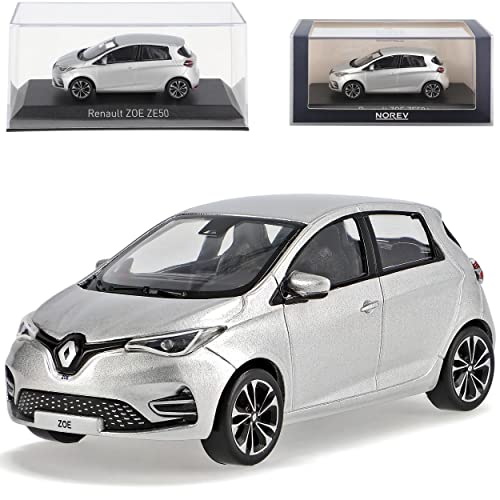 Norev Renautl ZOE ZE50 Silber Highland Grau Metallic Modell ab 2012 Version ab Facelift 2020 1/43 Modell Auto mit individiuellem Wunschkennzeichen von Norev