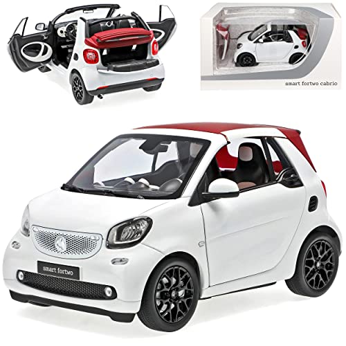 Norev Smart ForTwo Cabrio A453 Weiss mit abnehmbarem Dach Ab 2015 1/18 Modell Auto von Norev B-M-W