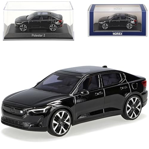 Norev Volvo Polestar 2 Space Schwarz Modell ab 2020 Version ab Facelift 2024 1/43 Modell Auto mit individiuellem Wunschkennzeichen von Norev