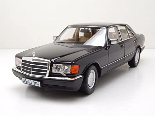 Norev kompatibel mit Mercedes 560 SEL W126 S-Klasse 1989 schwarz metallic Modellauto 1:18 von Norev