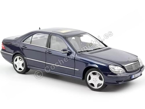 Norev kompatibel mit Mercedes S-Klasse S55 AMG W220 2000 dunkelblau metallic Modellauto 1:18 von Norev