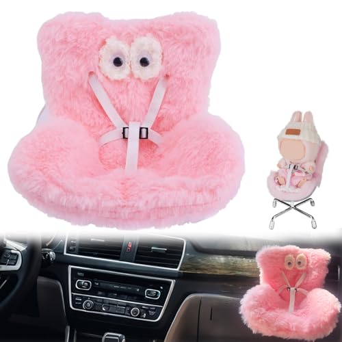 Norhogo 1 Stücke Auto Puppen Sicherheitssitz, La-Bub-Puppenautositz Mit Weichem Pelzkissen, Baby Puppenautositz, zur Präsentation von 10–17cm Spielzeug, Rosa Augen von Norhogo