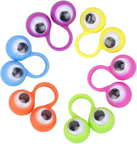 Norhogo 12 Stück Fingerpuppen Mini Fingeraugen Fingerring Puppen fingerpuppe pädagogisches Finger Spielzeug große Augen fingerring parteibevorzugung Spielzeug für Kinder(Zufällige Farbe) von Norhogo