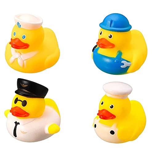 Norhogo 4 STK Neuheit Sortierte Gummi Enten badeente Spielzeug, quietscheente zum Baden und Spielen, für Kinder Babyparty Geburtstagsfeier Kinderbelohnungen Jeep-Ducking Dekoration, 5cm (Profi-Ente) von Norhogo