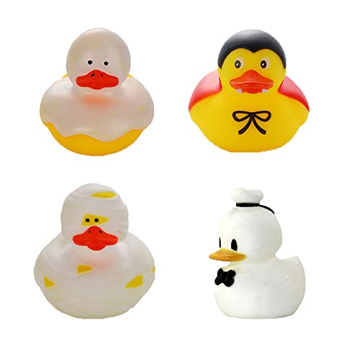 Norhogo 4 STK Neuheit Sortierte Gummi Enten Bade Enten Spielzeug, Quietscheente zum Baden und Spielen, für Kinder Geburtstagsfeier Kinderbelohnungen Jeep-Ducking Dekoration, 5cm (Allerheiligen-Ente) von Norhogo