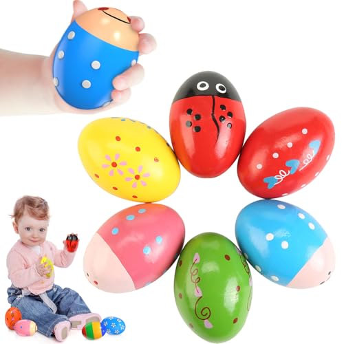 Norhogo 6 Stück Holz Eier Maracas Eier Shaker Set, Osterei Maracas, Percussion Musical Easter Maracas Egg Shakers, rasseleier Baby, Eier rasseln, musikeier Baby für Babys und Kleinkinder Spielgeräte Norhogo 6 Stück Holz Eier Maracas Eier Shaker Set, Osterei Maracas, Percussion Musical Easter Maracas Egg Shakers, rasseleier Baby, Eier rasseln, musikeier Baby für Babys und Kleinkinder Spielgeräte von Norhogo