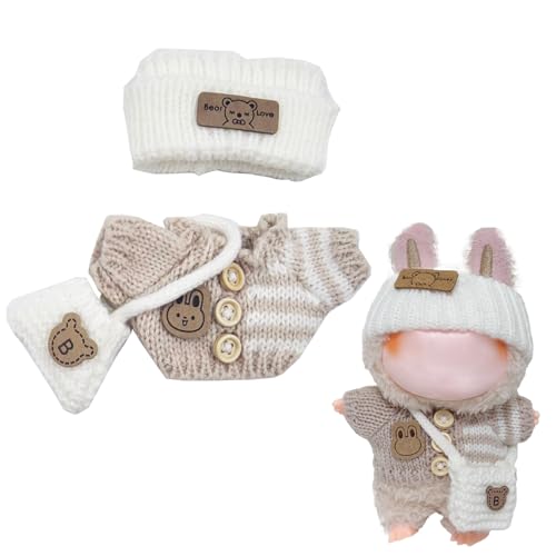 Norhogo Handgefertigte Häkel Miniatur Set, Modische Puppenkleidung, geeignet für Plüschpuppen aus Gummi für, 17cm Labbu Plush Puppen DIY Kinder Geschenke, Braunes Pullover-Set mit Mütze und Tasche Norhogo Handgefertigte Häkel Miniatur Set, Modische Puppenkleidung, geeignet für Plüschpuppen aus Gummi für, 17cm Labbu Plush Puppen DIY Kinder Geschenke, Braunes Pullover-Set mit Mütze und Tasche von Norhogo