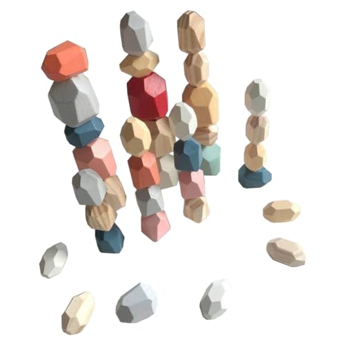 NoriKids Balanciersteine für Kinder | 36 Stapelsteine aus Holz mit Namen | mit abgerundeten Ecken & Kanten | Motorikspielzeug ab 3 Jahre | fördert die Balance | Montessori Spielzeug von NoriKids