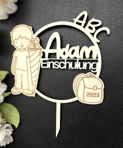 NoriKids Cake-Topper personalisiert & handgefertigt | Tortendeko f. Schulanfang | Tortenstecker aus Holz | Motiv Schultüte, Rucksack & ABC | Einschulung Deko mit Namen | personalisierte Geschenke NoriKids Cake-Topper personalisiert & handgefertigt | Tortendeko f. Schulanfang | Tortenstecker aus Holz | Motiv Schultüte, Rucksack & ABC | Einschulung Deko mit Namen | personalisierte Geschenke von NoriKids