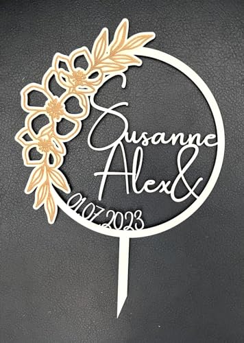 NoriKids Cake-Topper personalisiert & handgefertigt | Tortenstecker aus Holz | Tortendeko Hochzeit | Kranz mit gravierten Blumen & Namen | individuelle Hochzeitsdeko | personalisierte Geschenke NoriKids Cake-Topper personalisiert & handgefertigt | Tortenstecker aus Holz | Tortendeko Hochzeit | Kranz mit gravierten Blumen & Namen | individuelle Hochzeitsdeko | personalisierte Geschenke von NoriKids