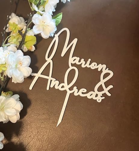 NoriKids Cake-Topper personalisiert & handgefertigt | Tortenstecker aus Holz | Tortendeko Hochzeit | eure Namen als Namenszug | individuelle Hochzeitsdeko | personalisierte Geschenke von NoriKids