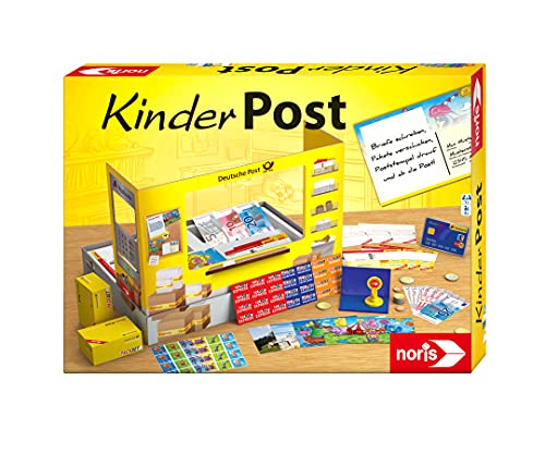 Noris 606011236 - Kinderpost - Klassisches Kinder-Rollenspiel, inkl. Postschalter und viel Postzubehör, Postkarten, Briefe, Pakete, für Kinder ab 4 Jahren von Noris
