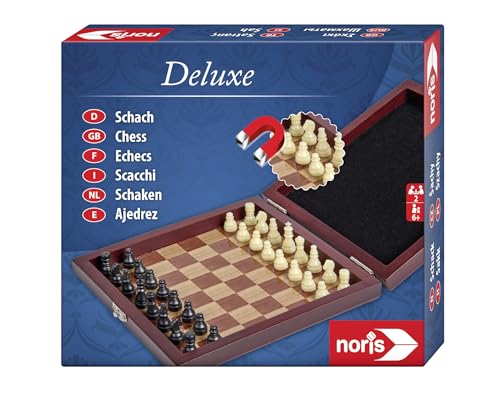 noris 606108005 606108005-Deluxe Reisespiel Schach, Spieleklassiker von noris