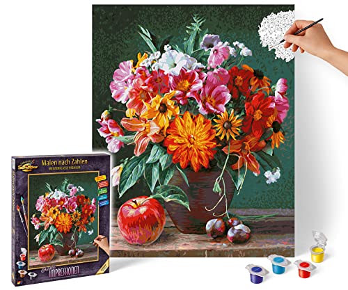 Schipper 609130778 Malen nach Zahlen - Herbstimpressionen - Bilder malen für Erwachsene, inklusive Pinsel und Acrylfarben, 40 x 50 cm, Mehrfarbig von Schipper