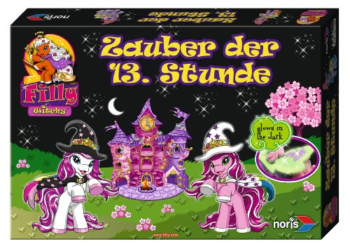 Noris 606011214 - Filly Witchy Black - Zauber der 13 Stunde mit Glow in the Dark Effekten, Kinderspiel von Noris