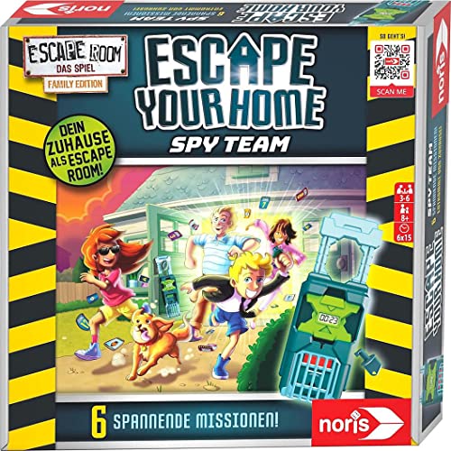 Noris 606101975 Escape Your Home, Familien und Gesellschaftsspiel für 3 bis 6 Spieler-mit Timer inkl. Batterien-für alle Escape Room Fans, ab 8 Jahren von Noris