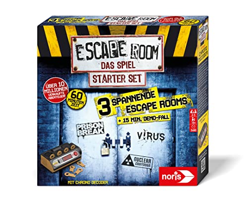 Noris 606102034 Escape Room Starter Set - Familien und Gesellschaftsspiel für Erwachsene, inkl. 3 Fällen, Turorial und Chrono Decoder, ab 16 Jahren von Noris