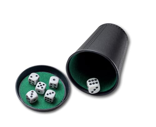 Noris 606152776 Würfelbecher Set mit 6 Würfeln, vielseitig einsetzbares Würfel-Set für Spieler ab 3 Jahren, grün von noris