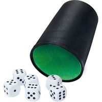 Noris 606154512 - Würfelbecher mit 6 Würfeln, Würfel-Set von Noris