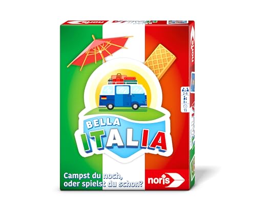 Noris 606262070 - Bella Italia (Kartenspiel ab 8 Jahre) - Campst du noch, oder spielst du schon? - Camping Spiel für Kinder & Erwachsene, 2-6 Spieler, ca. 15 Min. Spiele-Dauer von noris