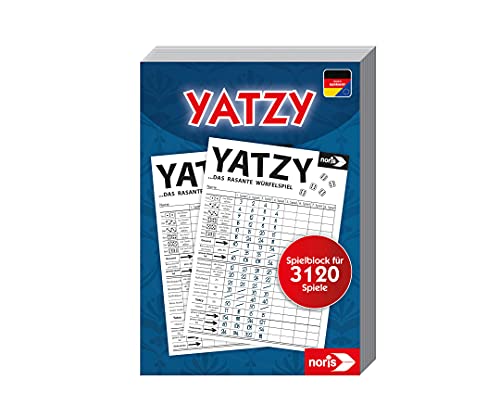 Noris 606194305 Yatzy Spielblock im Format 10,2 x 14,4 cm, Yatzyblock für 3.120, 2 Spieler im Alter ab 6 Jahren von Noris
