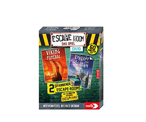 noris 606101945 Escape Room Duo 3, Familien und Gesellschaftsspiel für Erwachsene, inkl. 2 Fällen und Promo Fall mit neuartigem Falt-Mechanismus, ab 16 Jahren noris 606101945 Escape Room Duo 3, Familien und Gesellschaftsspiel für Erwachsene, inkl. 2 Fällen und Promo Fall mit neuartigem Falt-Mechanismus, ab 16 Jahren von Noris