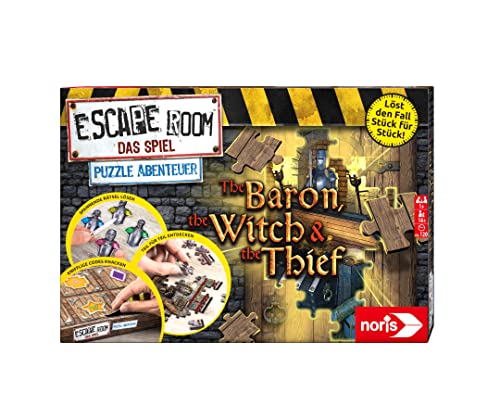 Noris 606101976 Escape Room Puzzle Abenteuer, The Baron, The Witch & The Thief – Familien und Gesellschaftsspiel für Puzzle-Fans, inkl. 3 Fällen, ab 14 Jahren, Light Brown von Noris