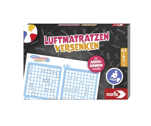 noris 606192092 Luftmatratzen versenken Spielbock mit 100 Blatt - Format 21 x 14,8 cm - Spielspaß für Zuhause und unterwegs, Für 2 bis 8 Spieler im Alter ab 8 Jahren von noris