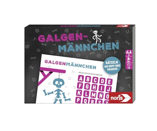 noris 606192093 Galgenmännchen Spielbock mit 100 Blatt - Format 21 x 14,8 cm - Spielspaß für Zuhause und unterwegs, Für 2 bis 8 Spieler im Alter ab 8 Jahren von noris